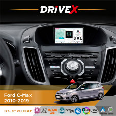 Штатна магнітола для Ford Kuga 2013-2019 DriveX S7+ 2K QLED 9" Android 8-ядерний 2.7ГГц 8x128Гб SIM-картка 3G/4G AK7808 AB 4x50W 360° DSP AK7739 VELVET бездротовий CarPlay та AndroidAuto