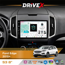 Штатна магнітола для Ford Edge 2015+ DriveX S3 QLED 8" з фізичними кнопками Android 8-ядерний 1.6ГГц 4x64Гб SIM-картка 3G/4G 7388 45W ASP TM2313 бездротовий CarPlay та AndroidAuto