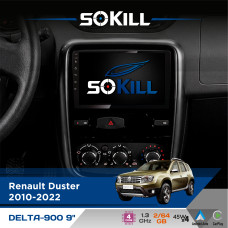 Штатна магнітола для Dacia Dokker 2012-2021 SoKill DELTA-900 9" Android 4-ядерний 2+64Гб 4x45W бездротовий CarPlay та AndroidAuto