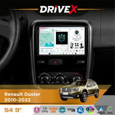 Штатна магнітола для Dacia Lodgy 2012-2022 DriveX S4 QLED 9" Android 8-ядерний 1.6ГГц 4x64Гб SIM-картка 3G/4G TDA7851 4x50W DSP AK7604 бездротовий CarPlay та AndroidAuto