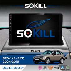 Штатна магнітола для BMW X3 (E83) 2004-2010 SoKill DELTA-900 9" Android 4-ядерний 2+64Гб 4x45W бездротовий CarPlay та AndroidAuto