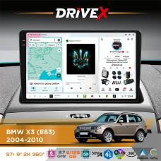 Штатна магнітола для BMW X3 (E83) 2004-2010 DriveX S7+ 2K QLED 9" Android 8-ядерний 2.7ГГц 8x128Гб SIM-картка 3G/4G AK7808 AB 4x50W 360° DSP AK7739 VELVET бездротовий CarPlay та AndroidAuto