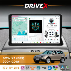 Штатна магнітола для BMW X3 (E83) 2004-2010 DriveX S7 2K QLED 9" Android 8-ядерний 2.7ГГц 6x64Гб SIM-картка 3G/4G AK7808 AB 4x50W DSP AK7739 VELVET бездротовий CarPlay та AndroidAuto