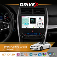 Штатна магнітола для Toyota Camry (USA) 2015-2017 DriveX S7 2K QLED 10" Android 8-ядерний 2.7ГГц 6x64Гб SIM-картка 3G/4G AK7808 AB 4x50W DSP AK7739 VELVET бездротовий CarPlay та AndroidAuto