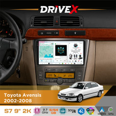 Штатна магнітола для Toyota Avensis 2002-2008 DriveX S7 2K QLED 9" Android 8-ядерний 2.7ГГц 6x64Гб SIM-картка 3G/4G AK7808 AB 4x50W DSP AK7739 VELVET бездротовий CarPlay та AndroidAuto