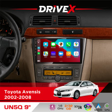 Штатна магнітола для Toyota Avensis 2002-2008 DriveX UN5 QLED 9" Android 4-ядерний 2+32Гб 4x45W бездротовий CarPlay та AndroidAuto