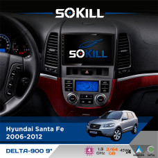 Штатна магнітола для Hyundai Santa Fe 2006-2012 SoKill DELTA-900 9" Android 4-ядерний 2+64Гб 4x45W бездротовий CarPlay та AndroidAuto