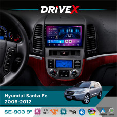 Штатна магнітола для Hyundai Santa Fe 2006-2012 DriveX SE-903 QLED 9" Android 8-ядерний 4+64Гб SIM-картка 3G/4G DSP 4x50W(TDA7851) бездротовий CarPlay та AndroidAuto