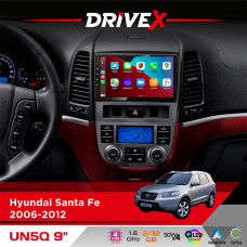 Штатна магнітола для Hyundai Santa Fe 2006-2012 DriveX UN5 QLED 9" Android 4-ядерний 2+32Гб 4x45W бездротовий CarPlay та AndroidAuto