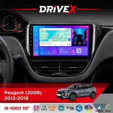 Штатна магнітола для Peugeot 2008 2013-2019 DriveX A-1001 10" Android 4-ядерний 2+32Гб 4x45W бездротовий CarPlay та AndroidAuto