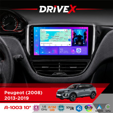 Штатна магнітола для Peugeot 2008 2013-2019 DriveX A-1003 QLED 10" Android 2+32Гб 4-ядерний 4x50W(TDA7851) бездротовий CarPlay та AndroidAuto