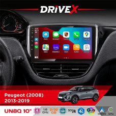Штатна магнітола для Peugeot 2008 2013-2019 DriveX UN8 QLED 10" Android 4-ядерний 2x32Гб 4x45W бездротовий CarPlay та AndroidAuto