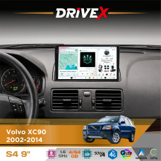 Штатна магнітола для Volvo XC90 2002-2014 DriveX S4 QLED 9" Android 8-ядерний 1.6ГГц 4x64Гб SIM-картка 3G/4G TDA7851 4x50W DSP AK7604 бездротовий CarPlay та AndroidAuto
