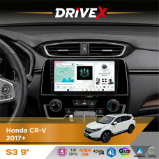 Штатна магнітола для Honda CR-V 2017+ DriveX S3 QLED 9" Android 8-ядерний 1.6ГГц 4x64Гб SIM-картка 3G/4G 7388 4x45W ASP TM2313 бездротовий CarPlay та AndroidAuto