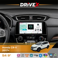 Штатна магнітола для Honda CR-V 2017+ DriveX S4 QLED 9" Android 8-ядерний 1.6ГГц 4x64Гб SIM-картка 3G/4G TDA7851 4x50W DSP AK7604 бездротовий CarPlay та AndroidAuto