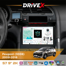 Штатна магнітола для Peugeot 3008 2009-2016 DriveX S7 2K QLED 9" Android 8-ядерний 2.7ГГц 6x64Гб SIM-картка 3G/4G AK7808 AB 4x50W DSP AK7739 VELVET бездротовий CarPlay та AndroidAuto