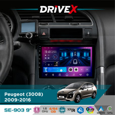 Штатна магнітола для Peugeot 5008 2009-2016 DriveX SE-903 QLED 9" Android 8-ядерний 4+64Гб SIM-картка 3G/4G DSP 4x50W(TDA7851) бездротовий CarPlay та AndroidAuto