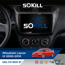 Штатна магнітола для Mitsubishi Lancer IX 2000-2010 SoKill DELTA-900 9" Android 4-ядерний 2+64Гб 4x45W бездротовий CarPlay та AndroidAuto