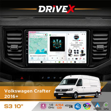 Штатна магнітола для Volkswagen Crafter 2016+ DriveX S3 QLED 10" Android 8-ядерний 1.6ГГц 4x64Гб SIM-картка 3G/4G 7388 4x45W ASP TM2313 бездротовий CarPlay та AndroidAuto
