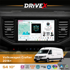 Штатна магнітола для Volkswagen Crafter 2016+ DriveX S4 QLED 10" Android 8-ядерний 1.6ГГц 4x64Гб SIM-картка 3G/4G TDA7851 4x50W DSP AK7604 бездротовий CarPlay та AndroidAuto
