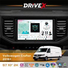 Штатна магнітола для Volkswagen Crafter 2016+ DriveX S7 2K QLED 10" Android 8-ядерний 2.7ГГц 6x64Гб SIM-картка 3G/4G AK7808 AB 4x50W DSP AK7739 VELVET бездротовий CarPlay та AndroidAuto