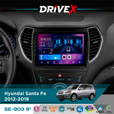 Штатна магнітола для Hyundai IX-45 2012-2019 DriveX SE-903 QLED 9" Android 8-ядерний 4+64Гб SIM-картка 3G/4G DSP 4x50W(TDA7851) бездротовий CarPlay та AndroidAuto