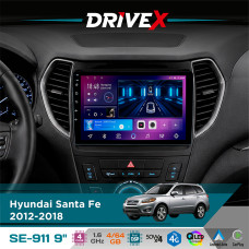 Штатна магнітола для Hyundai Santa Fe 2012-2018 DriveX SE-911 4+64Гб QLED 9" Android 4-ядерний 4x50W(TDA7851) DSP бездротовий CarPlay та AndroidAuto
