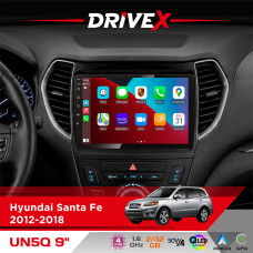 Штатна магнітола для Hyundai IX-45 2012-2019 DriveX UN5 QLED 9" Android 4-ядерний 2+32Гб 4x45W бездротовий CarPlay та AndroidAuto