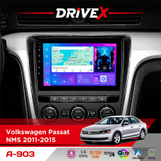 Штатна магнітола для Volkswagen Passat NMS 2011-2015 DriveX A-903 QLED 9" Android 4-ядерний 2+32Гб 4x50W(TDA7851) бездротовий CarPlay та AndroidAuto
