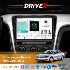 Штатна магнітола для Volkswagen Passat NMS 2011-2015 DriveX S7 2K QLED 9" Android 8-ядерний 2.7ГГц 6x64Гб SIM-картка 3G/4G AK7808 AB 4x50W DSP AK7739 VELVET бездротовий CarPlay та AndroidAuto
