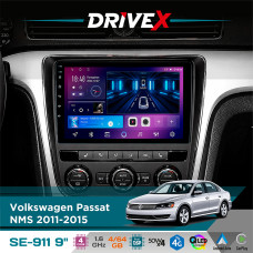 Штатна магнітола для Volkswagen Passat NMS 2011-2015 DriveX SE-911 4+64Гб QLED 9" Android 4-ядерний 4x50W(TDA7851) DSP бездротовий CarPlay та AndroidAuto
