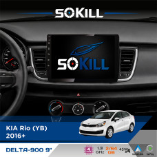 Штатна магнітола для KIA Rio (YB) 2016+ SoKill DELTA-900 9" Android 4-ядерний 2+64Гб 4x45W бездротовий CarPlay та AndroidAuto