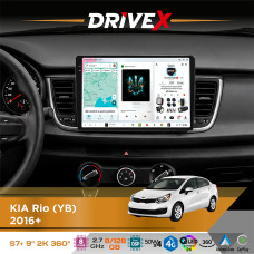 Штатна магнітола для KIA Rio (YB) 2016+ DriveX S7+ 2K QLED 9" Android 8-ядерний 2.7ГГц 8x128Гб SIM-картка 3G/4G AK7808 AB 4x50W 360° DSP AK7739 VELVET бездротовий CarPlay та AndroidAuto