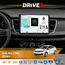 Штатна магнітола для KIA Rio (YB) 2016+ DriveX S7 2K QLED 9" Android 8-ядерний 2.7ГГц 6x64Гб SIM-картка 3G/4G AK7808 AB 4x50W DSP AK7739 VELVET бездротовий CarPlay та AndroidAuto