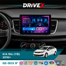 Штатна магнітола для KIA Rio (YB) 2016+ DriveX SE-903 QLED 9" Android 8-ядерний 4+64Гб SIM-картка 3G/4G DSP 4x50W(TDA7851) бездротовий CarPlay та AndroidAuto