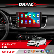 Штатна магнітола для KIA Rio (YB) 2016+ DriveX UN5 QLED 9" Android 4-ядерний 2+32Гб 4x45W бездротовий CarPlay та AndroidAuto