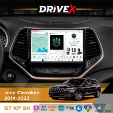 Штатна магнітола для Jeep Cherokee 2014-2023 DriveX S7 2K QLED 10" Android 8-ядерний 2.7ГГц 6x64Гб SIM-картка 3G/4G AK7808 AB 4x50W DSP AK7739 VELVET бездротовий CarPlay та AndroidAuto