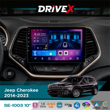 Штатна магнітола для Jeep Cherokee 2014-2023 DriveX SE-1003 QLED 10" Android 8-ядерний 4+64Гб SIM-картка 3G/4G DSP 4x50W(TDA7851) бездротовий CarPlay та AndroidAuto