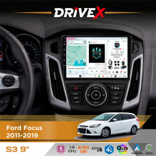 Штатна магнітола для Ford Focus 2011-2019 DriveX S3 QLED 9" Android 8-ядерний 1.6ГГц 4x64Гб SIM-картка 3G/4G 7388 4x45W ASP TM2313 бездротовий CarPlay та AndroidAuto