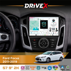 Штатна магнітола для Ford Focus 2011-2019 DriveX S7 2K QLED 9" Android 8-ядерний 2.7ГГц 6x64Гб SIM-картка 3G/4G AK7808 AB 4x50W DSP AK7739 VELVET бездротовий CarPlay та AndroidAuto