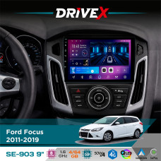 Штатна магнітола для Ford Focus 2011-2019 DriveX SE-903 QLED 9" Android 8-ядерний 4+64Гб SIM-картка 3G/4G DSP 4x50W(TDA7851) бездротовий CarPlay та AndroidAuto