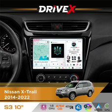 Штатна магнітола для Nissan Qashqai 2014-2022 DriveX S3 QLED 10" Android 8-ядерний 1.6ГГц 4x64Гб SIM-картка 3G/4G 7388 4x45W ASP TM2313 бездротовий CarPlay та AndroidAuto