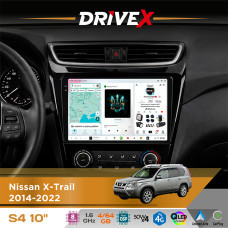 Штатна магнітола для Nissan X-Trail 2014-2022 DriveX S4 QLED 10" Android 8-ядерний 1.6ГГц 4x64Гб SIM-картка 3G/4G TDA7851 4x50W DSP AK7604 бездротовий CarPlay та AndroidAuto