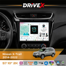 Штатна магнітола для Nissan Rogue 2014-2022 DriveX S7 2K QLED 10" Android 8-ядерний 2.7ГГц 6x64Гб SIM-картка 3G/4G AK7808 AB 4x50W DSP AK7739 VELVET бездротовий CarPlay та AndroidAuto