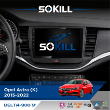 Штатна магнітола для Opel Astra (K) 2015-2022 SoKill DELTA-900 9" Android 4-ядерний 2+64Гб 4x45W бездротовий CarPlay та AndroidAuto