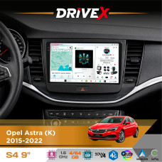 Штатна магнітола для Opel Astra (K) 2015-2022 DriveX S4 QLED 9" Android 8-ядерний 1.6ГГц 4x64Гб SIM-картка 3G/4G TDA7851 4x50W DSP AK7604 бездротовий CarPlay та AndroidAuto