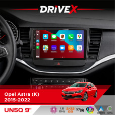 Штатна магнітола для Opel Astra (K) 2015-2022 DriveX UN5 QLED 9" Android 4-ядерний 2+32Гб 4x45W бездротовий CarPlay та AndroidAuto