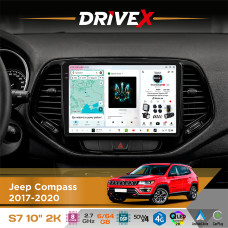 Штатна магнітола для Jeep Compass 2017-2020 DriveX S7 2K QLED 10" Android 8-ядерний 2.7ГГц 6x64Гб SIM-картка 3G/4G AK7808 AB 4x50W DSP AK7739 VELVET бездротовий CarPlay та AndroidAuto
