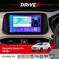 Штатна магнітола для Hyundai Santa Fe 2018+ DriveX A-1001 10" Android 4-ядерний 2+32Гб 4x45W бездротовий CarPlay та AndroidAuto