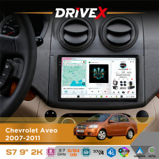 Штатна магнітола для Chevrolet Aveo 2007-2011 DriveX S7 2K QLED 9" Android 8-ядерний 2.7ГГц 6x64Гб SIM-картка 3G/4G AK7808 AB 4x50W DSP AK7739 VELVET бездротовий CarPlay та AndroidAuto